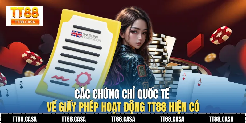Các chứng chỉ quốc tế về Giấy Phép Hoạt Động TT88 hiện có